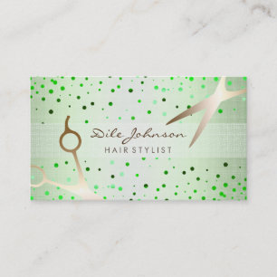 Hair Stylist Gold Glitzer Saloon Linen Confetti Visitenkarte