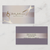 Hair Stylist Gold Glitzer Saloon Linen Retro Visitenkarte (Vorne/Hinten)