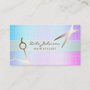 Hair Stylist Gold Glitzer Saloon Linen Sea Blue Visitenkarte