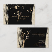 Hair Stylist Gold Glitzer Spritzer Scheren Visitenkarte (Vorne/Hinten)