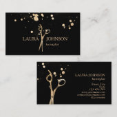 Hair Stylist Gold Glitzer Spritzer Scheren Visitenkarte (Vorne/Hinten)