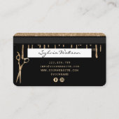 Hair Stylist Gold Glitzer Tropfen Schöne Kreditkar Visitenkarte (Rückseite)