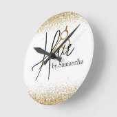 Hair Stylist Gold Personalisierte Schere Runde Wanduhr (Winkel)