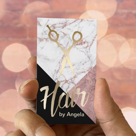 Hair Stylist Gold Schere Moderner Marmorsaal Visitenkarte