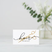 Hair Stylist Gold Schissor Eleganter Script Salon Visitenkarte (Stehend Vorderseite)