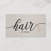 Hair Stylist Gold Scissor Typografie Elegante Line Visitenkarte (Vorderseite)