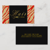 Hair Stylist Gold Scissors Script Modern Zebra #10 Visitenkarte (Vorne/Hinten)