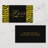 Hair Stylist Gold Scissors Script Modern Zebra #4 Visitenkarte (Vorne/Hinten)