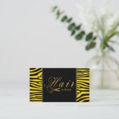 Hair Stylist Gold Scissors Script Modern Zebra #4 Visitenkarte (Stehend Vorderseite)