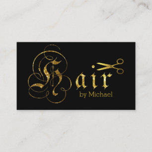 Hair Stylist Gold Scissors Script Salon #11 Visitenkarte