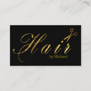 Hair Stylist Gold Scissors Script Salon #15 Visitenkarte