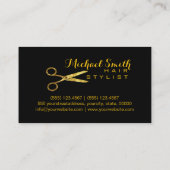 Hair Stylist Gold Scissors Script Salon #2 Visitenkarte (Rückseite)