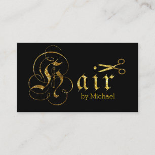 Hair Stylist Gold Scissors Script Salon #2 Visitenkarte