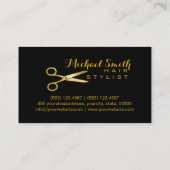 Hair Stylist Gold Scissors Script Salon #4 Visitenkarte (Rückseite)