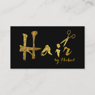 Hair Stylist Gold Scissors Script Salon Visitenkarte