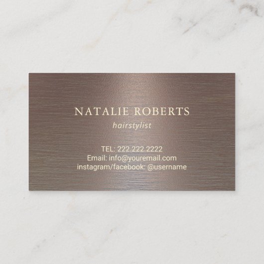 Hair Stylist Gold Script Moderner Kupfersalon Visitenkarte (Rückseite)