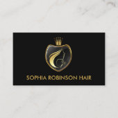 Hair Stylist Gold Script Scissors Crown Visitenkarte (Vorderseite)