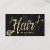 Hair Stylist Gold Typografie Moderner Marmorsalon Visitenkarte (Vorderseite)