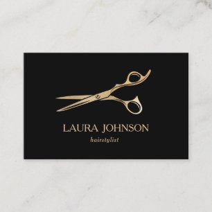 Hair Stylist GoldGlitter Scheren Visitenkarte