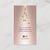 Hair Stylist Goldschere Moderne Rose Gold Splash Visitenkarte (Rückseite)