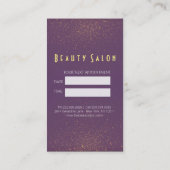 Hair Stylist Goldscheren Lila und Gold Glitzer Terminkarte (Rückseite)