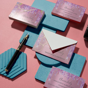 Hair Stylist Hairdresser Rose Glitter Scissors Visitenkarte