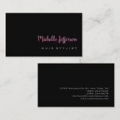 Hair Stylist Handwtitten Script Gray Pink Trendy Visitenkarte (Vorne/Hinten)