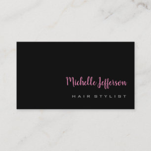 Hair Stylist Handwtitten Script Gray Pink Trendy Visitenkarte