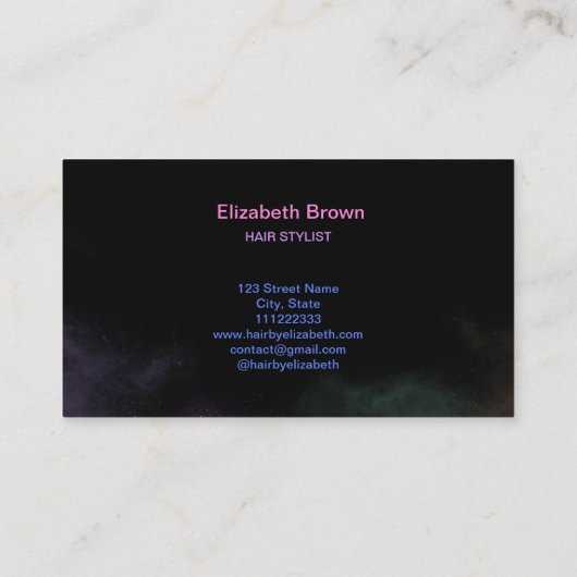 Hair Stylist Holographic Glitzer Glow Beauty Salon Visitenkarte (Rückseite)