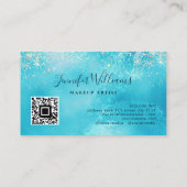 Hair Stylist Holographic Glitzer Turquoise Beauty Visitenkarte (Rückseite)