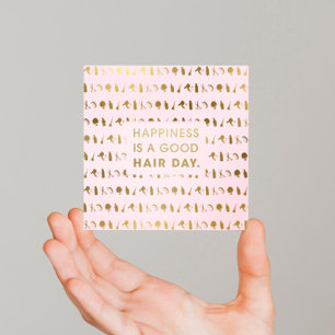 Hair Stylist Icons   Chic Modern Pink Gold Foil Quadratische Visitenkarte