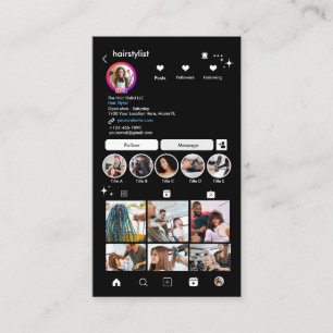 Hair Stylist Instagram Black   Scan zum Verbinden  Visitenkarte