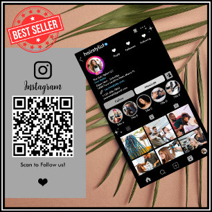 Hair Stylist Instagram Gray   Scan zum Verbinden v Visitenkarte