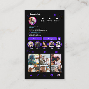 Hair Stylist Instagram Violet   Scan zum Verbinden Visitenkarte