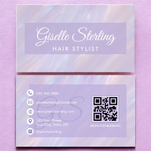 Hair Stylist Iridescent Pastel Opal Holographic Visitenkarte