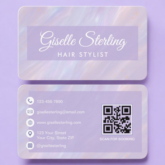 Hair Stylist Iridescent QR Code Professional Visitenkarte