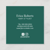 Hair Stylist Lashes Salon Aquamarin grün Quadratische Visitenkarte (Rückseite)