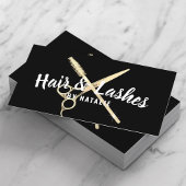 Hair Stylist Lashes Schönheitssalon Schwarz & Gold Visitenkarte