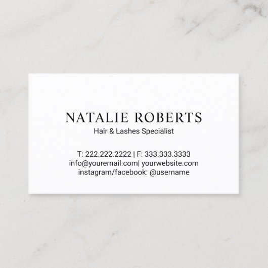 Hair Stylist Lashes Schönheitssalon Schwarz & Gold Visitenkarte (Rückseite)