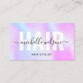 Hair Stylist Lila Holographic Typografy Salon Visitenkarte (Vorderseite)