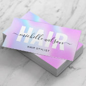 Hair Stylist Lila Holographic Typografy Salon Visitenkarte