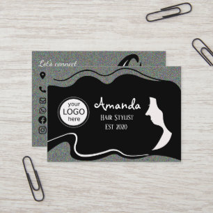 Hair Stylist Long Black Hair Visitenkarte