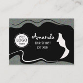 Hair Stylist Long Black Hair Visitenkarte (Vorderseite)