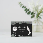 Hair Stylist Long Black Hair  Visitenkarte (Stehend Vorderseite)