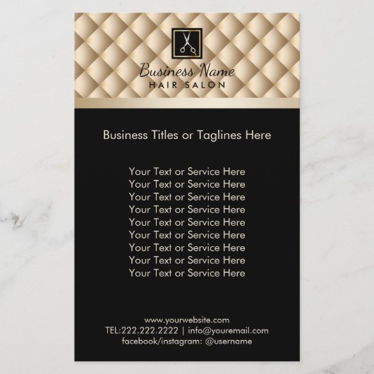 Hair Stylist Luxury Black & Gold Friseur Salon Flyer (Vorne)