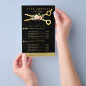 Hair Stylist Luxury Gold Scheren schwarz Damask Flyer (Handgriff)