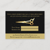 Hair Stylist Luxury Gold Scissors Damask Empfehlungskarte (Rückseite)