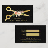 Hair Stylist Luxury Gold Scissors Damask Terminkarte (Vorne/Hinten)