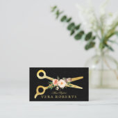 Hair Stylist Luxury Gold Scissors Damask Terminkarte (Stehend Vorderseite)