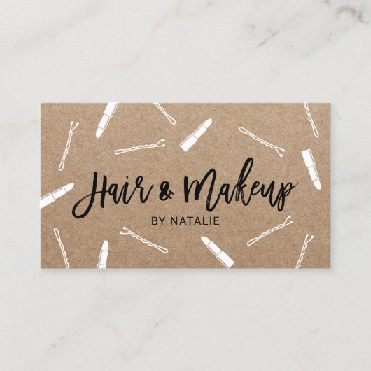 Hair Stylist & Makeup Artist Beauty Salon Kraft Visitenkarte (Vorderseite)